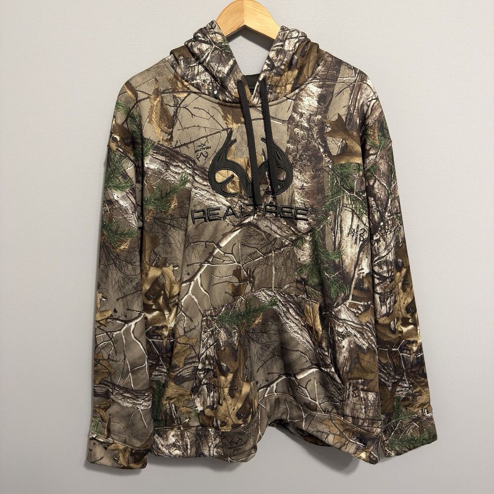 Vintage Y2K Realtree Camouflage Hoodie Camo Xtra Mens 2XL